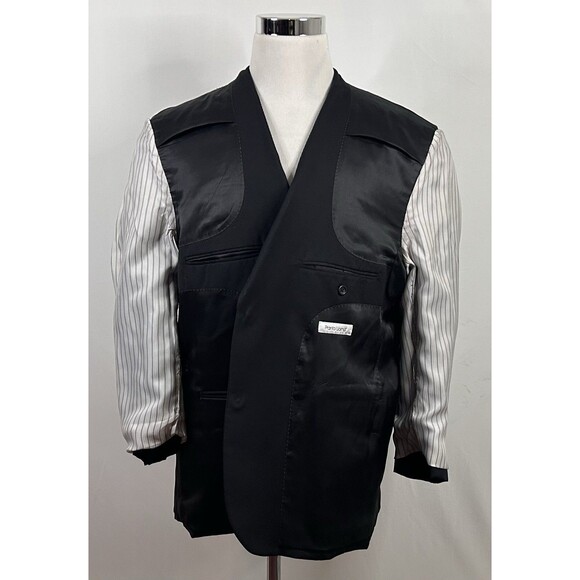 Pronto Uomo 46S Suit 44 x 26 Pleated 100% Wool All Black Two Button Fully Lined - Picture 7 of 12